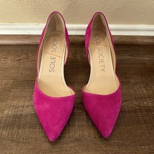 Fuchsia Faux Suede Heels